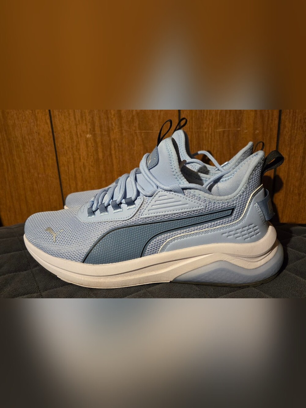 PUMA Women's Light Blue Athletic Sneakers with White Sole